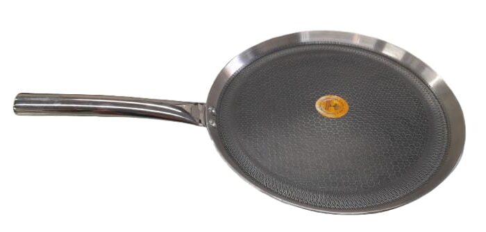 Narmada Industries SS Triply Hybrid Tawa Big Size - Stahl Flat Griddle Pan Induction Compatible, Even Heating for Dosa, Roti & Grilling
