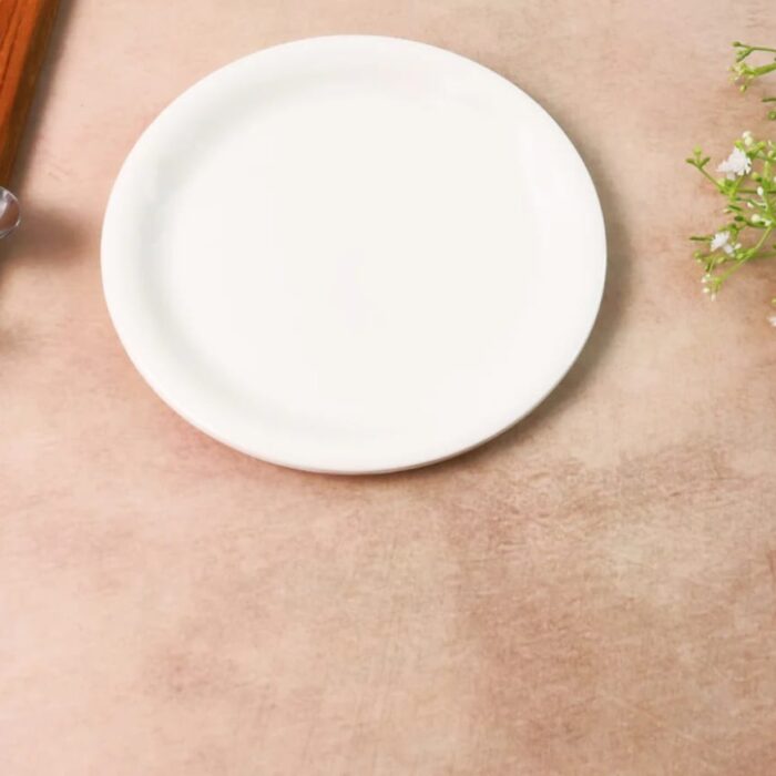 Narmada Industries Melamine Plate small, Plastic Round Dinner / Serving Plate 19 cm Assorted Color/Design  Porcelain, Dishwasher Safe, for Dinner Parties & Everyday Use (White)