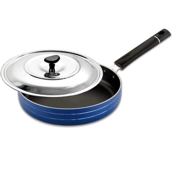 Narmada Industries Vikas Induction Frypan - 240mm Nonstick Frying Pan with SS Lid, 3mm Thickness, (for Home Use)