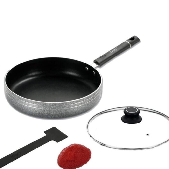Narmada Industries Vikas Induction Frypan - Nonstick Frying Pan, 260mm With Glass Lid 4mm Thickness  PFOA Free, for Everyday Cooking