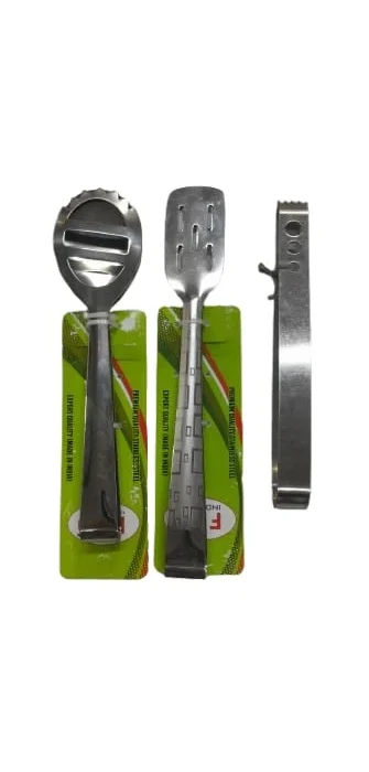 Narmada Industries SS Kitchen Tongs Set for Serving and Cooking, Stainless Steel, Heat Resistant, Heavy Duty for Home & Restaurant