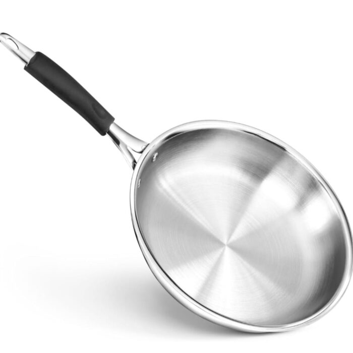 Narmada Industries SS Pan Standard Cooking - Stainless Steel, Induction & Gas Compatible, Durable Design (10-inch) for Everyday Cooking