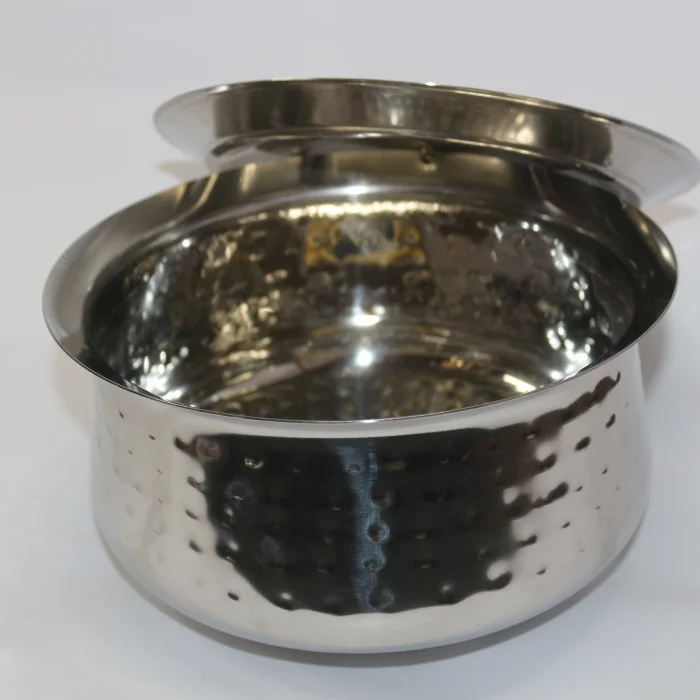 Narmada Industries SS Handi Deep Cooking Pot with Lid, Stainless Steel, Induction & Gas Compatible (5L) for Kitchen
