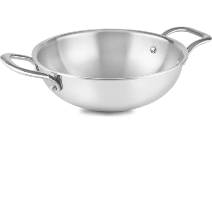 Narmada Industries SS Induction Kadai, 24cm Stainless Steel Cookware, Versatile Induction Compatible, for Everyday Cooking