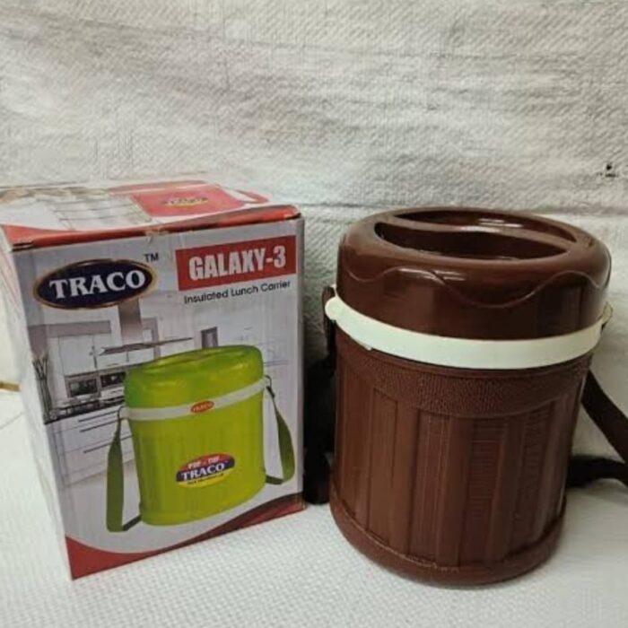 Galaxy-3 Insulated Lunch Box by Narmada Industries - Stainless Steel Tiffin with 3 Containers, Leak-Proof, for Office/School