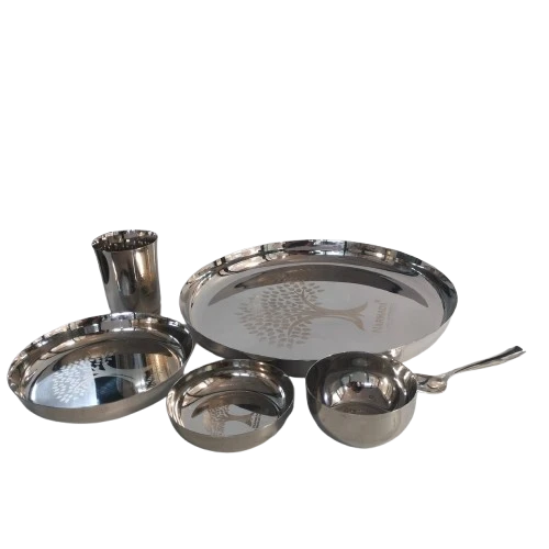 Narmada Industries SS Narmada Dinner Set - 36-Piece Stainless Steel Dinnerware Collection, Dishwasher Safe, for Family Dining