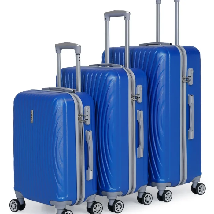 Narmada Industries Rolling Luggage Set - 3 Piece Lightweight Suitcase Set with Spinner Wheels, Expandable, TSA Approved (Black) for Travel