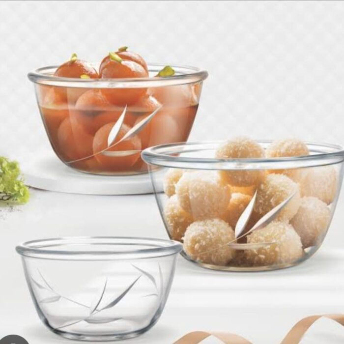 Narmada Industries Treo Glass Bowl Set - 3-Piece Durable Bowls for Kitchen & Serving