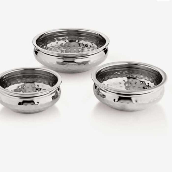 Narmada Industries SS Mathar Handi , Stainless Steel/Handi for Serving For Hotel Cookware Set 3 Pcs Color Silver