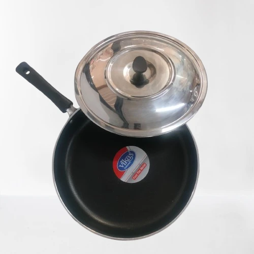 Narmada Industries Vikas Induction Frypan - 240mm Nonstick Frying Pan with SS Lid, 4mm Thickness for Induction Cooktops