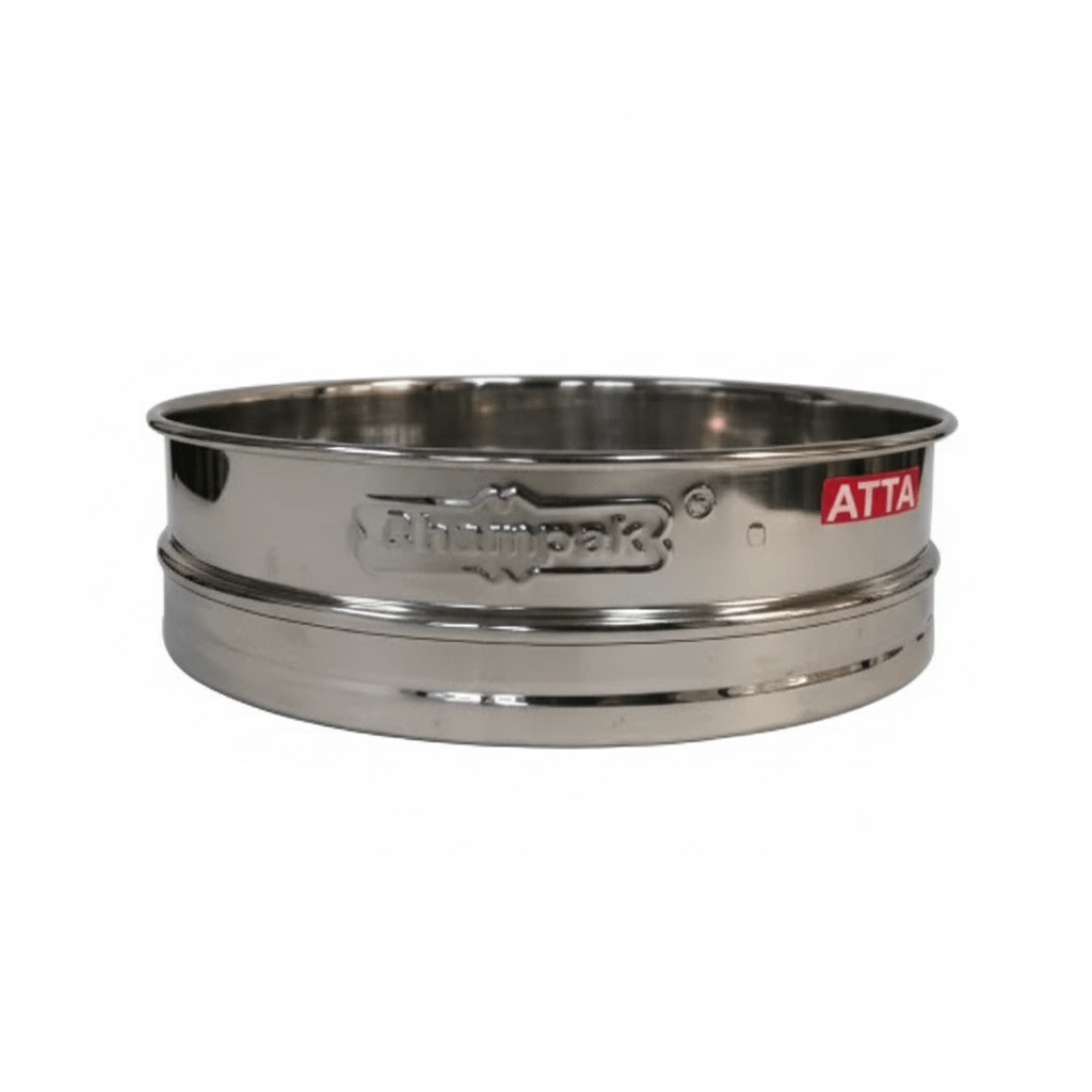 Narmada Industries SS Atta Chalni Flour Sifter, Stainless Steel Fine Mesh, Easy to Clean & Use, Kitchen Essential
