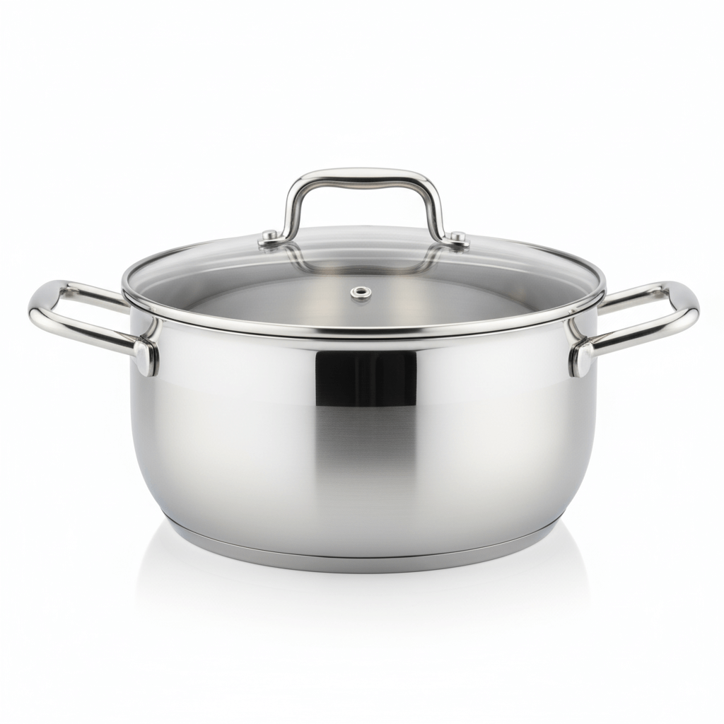 Narmada Industries Triply Kadai - 24cm Stainless Steel Versatile Cooking Kadai, Induction & Gas Compatible, for Everyday Use