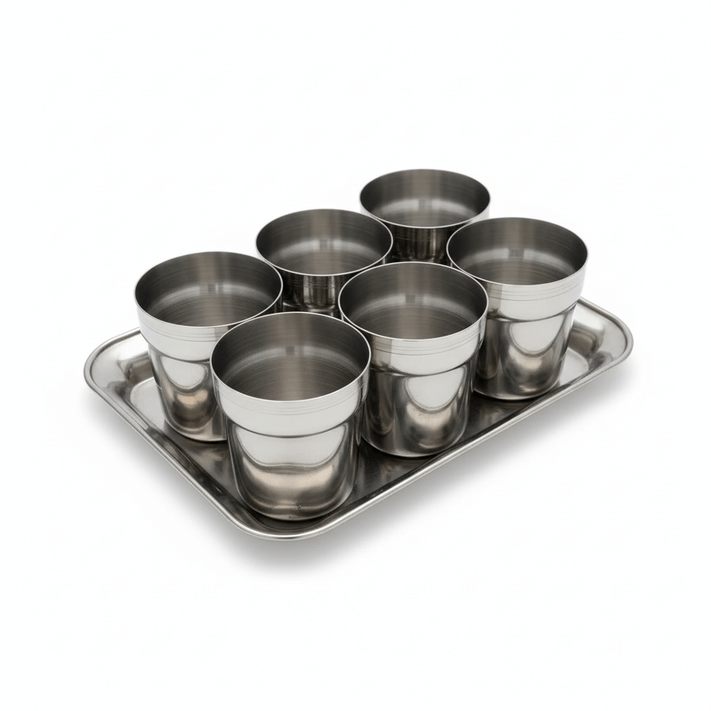 Narmada Industries SS Glass Drinking Set, Unbreakable & Dishwasher Safe, 12oz Clear Tumblers for Everyday Use