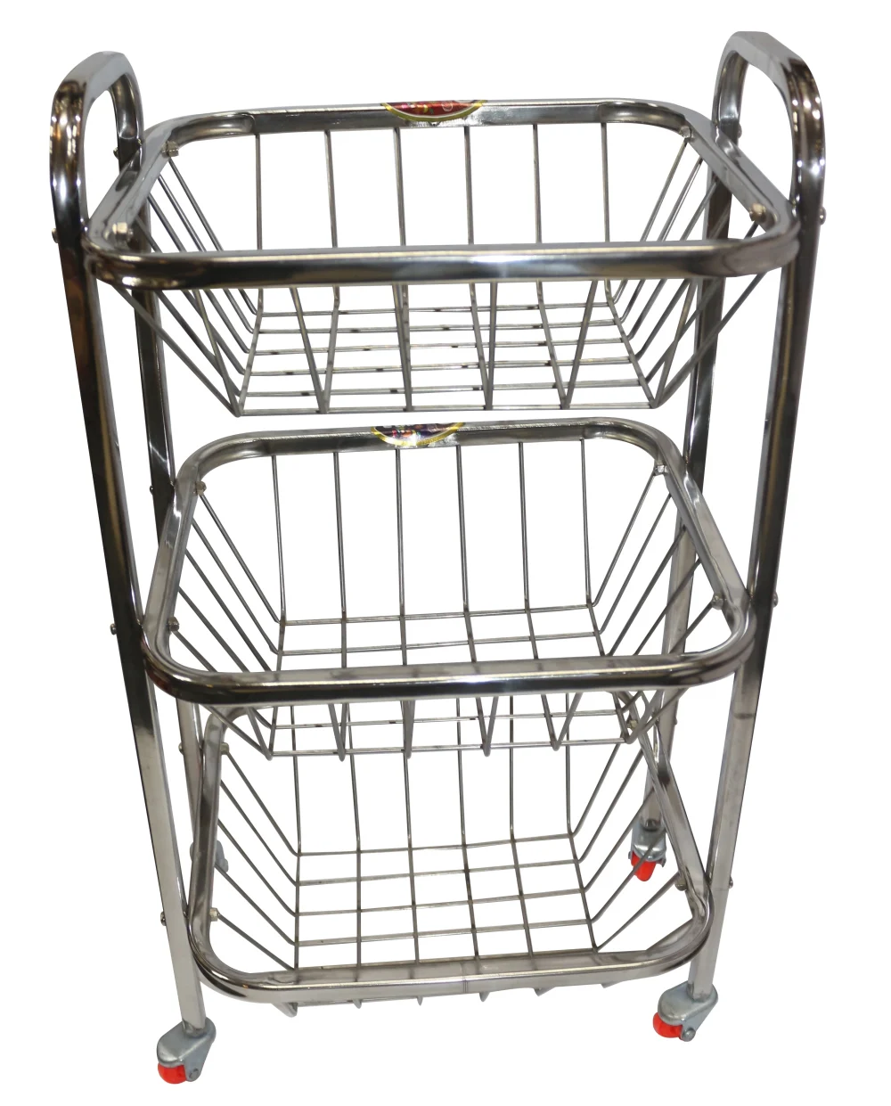 Narmada Industries SS Kitchen Utility Trolley - Stainless Steel, 4-Tier Rolling Cart with Wheels for Kitchen Storage & Organization