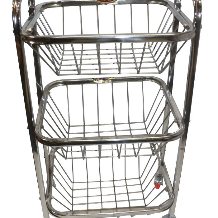 Narmada Industries SS Kitchen Utility Trolley - Stainless Steel, 4-Tier Rolling Cart with Wheels for Kitchen Storage & Organization