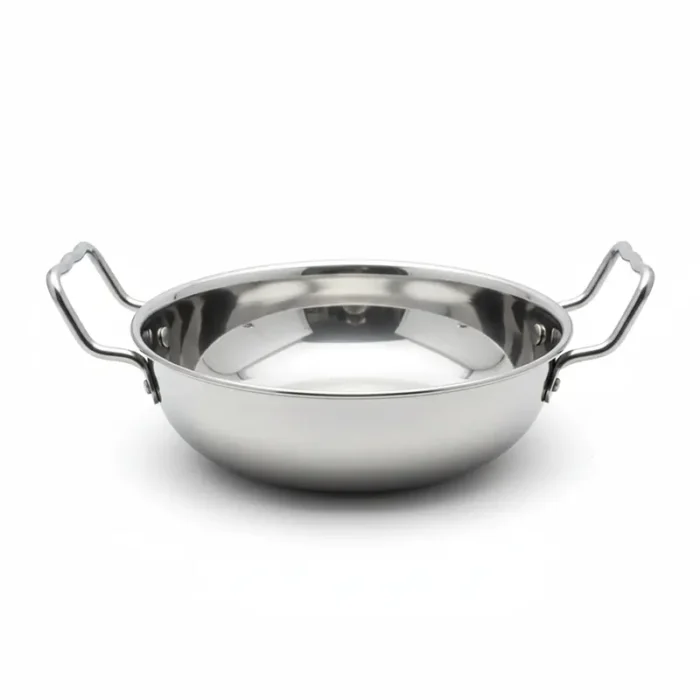 Narmada Industries Triply Stainless Steel Kadhai with Handle, Deep Cooking Pan for Indian Cooking, Induction & Gas Compatible