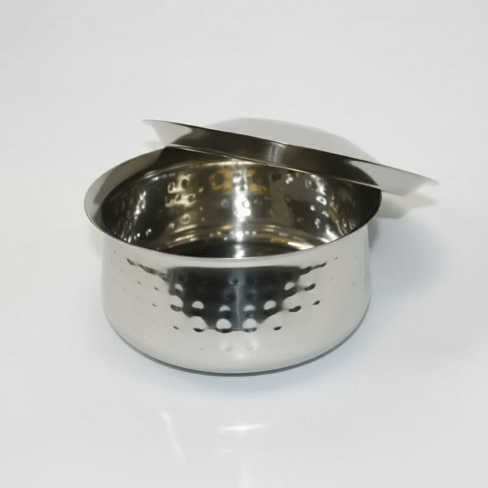 Narmada Industries Mirror Royal Handi Traditional Cookware Set, Stainless Steel, Induction & Gas Compatible (Set of 3) for Indian Cooking