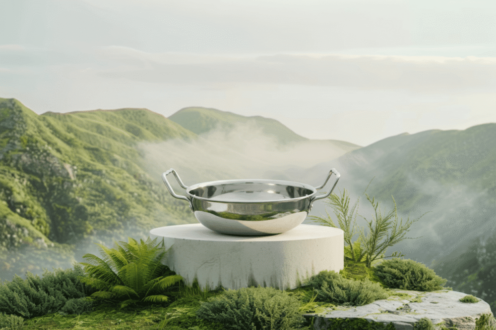 Narmada Industries Triply Stainless Steel Kadhai with Handle, Deep Cooking Pan for Indian Cooking, Induction & Gas Compatible - Image 3