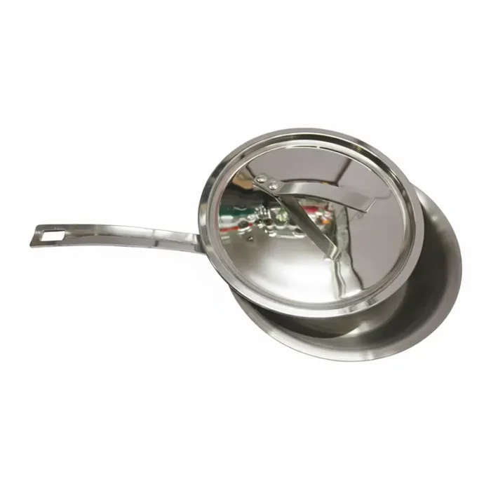 Narmada Industries Triply Frypan - Heavy Duty Stainless Steel Frying Pan, 24cm, Induction Compatible for Home Kitchen