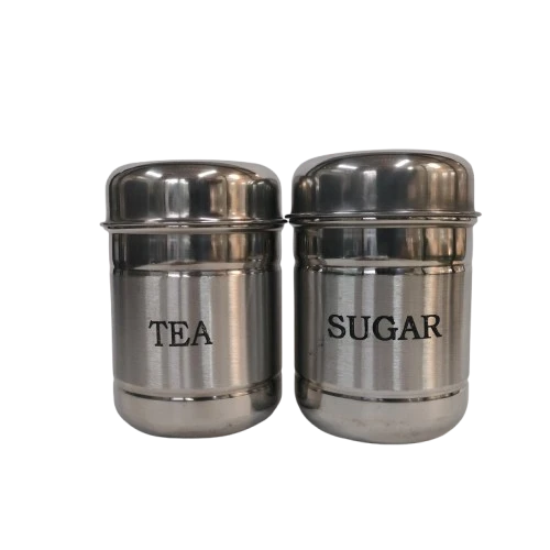 Narmada Industries SS Tea & Sugar Airtight Container Set, Stainless Steel Dabba, Leak-Proof, Kitchen Storage (Silver)