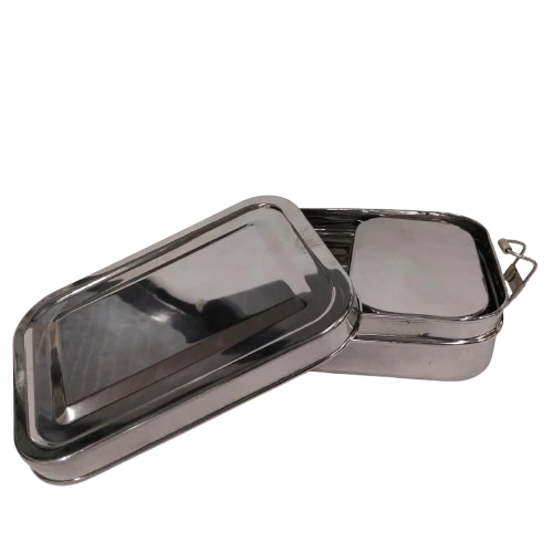 Narmada Industries Stainless Steel Lunch Box - Leak-Proof, Insulated Lunch Carrier with Handle for Adults & Kids (Silver)