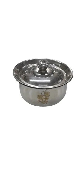 Narmada Industries SS Punjabi Handi with Lid - Stainless Steel Cooking Pot, Traditional Design, Heavy-Gauge, with Lid for Authentic Indian Cuisine